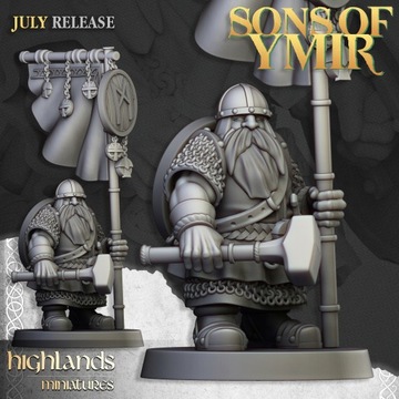 Dwarf Warrior Bannerman - Highlands Miniatures