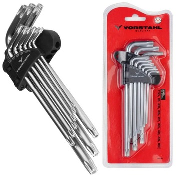 ZESTAW KLUCZY TORX IMBUS 9 EL KLUCZE TORX IMBUSOWE TORXY DŁUGIE T10-T50