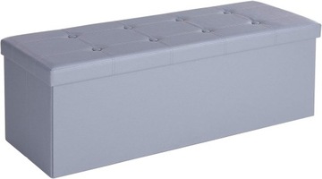 Ławka do przechowywania pufa szara ekoskóra 110 cm
