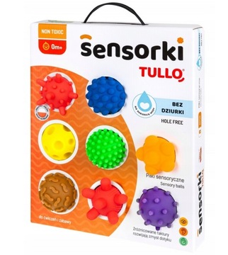 PIŁKI PIŁECZKI SENSORYCZNE BEZ DZIUREK TULLO 8szt