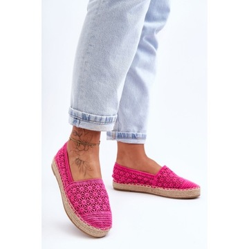 Różowe Tkanina Buty Damskie Espadryle PG1 r.37