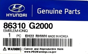 ZNAK VÍKO KUFRU NÁPIS ZNAKY HYUNDAI IONIQ NOVÝ OE