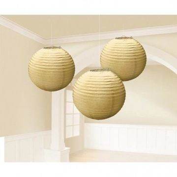 LAMPION PAPIEROWY ZŁOTY 24 CM 3 SZTUKI DEKORACJA
