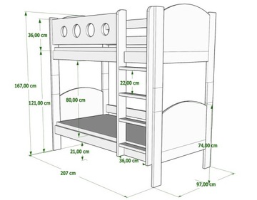 Кровать двухъярусная FINEZJA 200x90 с узором