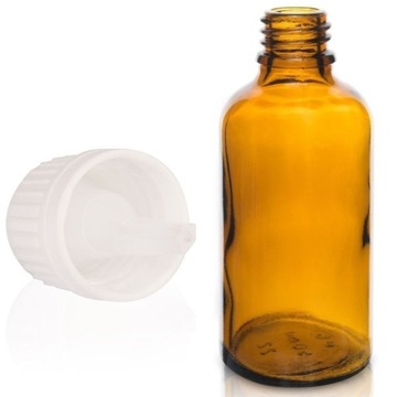 Butelka szklana 50ml z kroplomierzem białym (P)