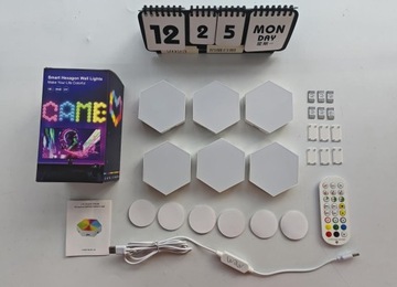 6x HEXAGON RGB ИГРОВАЯ НАСТЕННАЯ ЛАМПА МОДУЛЬНАЯ СИНХРОНИЗАЦИЯ МУЗЫКИ
