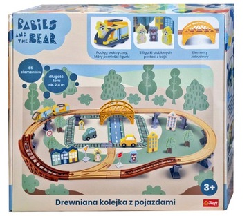 TREFL ELEKTRYCZNA DREWNIANA KOLEJKA Z POJAZDAMI BABIES AND THE BEAR