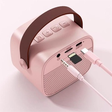 НАБОР КАРАОКЕ МИКРОФОН + БЕСПРОВОДНАЯ ДИНАМИКА ДЛЯ КАРАОКЕ РОЗОВЫЙ BLUETOOTH