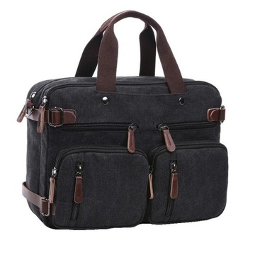 2W1 TORBA PLECAK MĘSKA LAPTOP CZARNY BRĄZ PRACA SZKOŁA