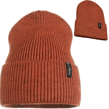 CZAPKA DAMSKA KOBIECA BEANIE JESIENNA ZIMOWA RUDY POMARAŃCZOWY