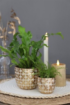 Модный цветочный горшок с крышкой ЗОЛОТО, 17 см, гламурный.