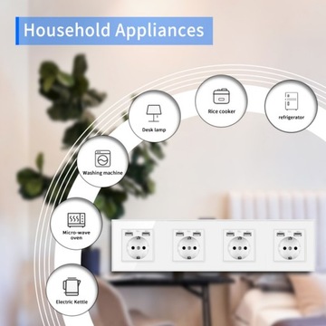 USB-РОЗЕТКА СТЕКЛЯННАЯ QUAD 4X РОЗЕТКА С 8X USB