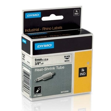 Dymo Rhino 18053, S0718280, 9mm x 1,5m czarny druk / biały podkład, taśma o