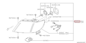 SUBARU OE 84001XA02B SVĚTLO PŘEDNÍ PRAVÁ