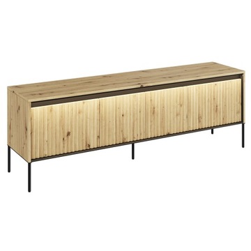 SZAFKA RTV ryflowana DĄB ARTISAN pod telewizor Z LAMELAMI LED 167 cm TR-05