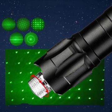 POTĘŻNY LASER ZIELONY WSKAZNIK LASEROWY WIELKA AKU + ŁADOWARKA I NAKŁADKA