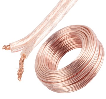 KABEL Przewód GŁOŚNIKOWY Dwużyłowy Przezroczysty AUDIO HQ 2x 4mm 100m