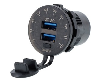 USB-зарядное устройство QC3.0 с вольтметром и переключателем