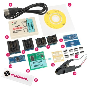 Programator EEPROM Flash BIOS EZP2023+ MEGA ZESTAW SPI I2C Klips Adapter