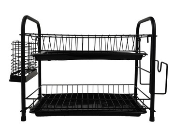 СУШИЛКА ДЛЯ СУШКИ ПОСУВЫ С ПОДДОНОМ, ЧЕРНАЯ, ДВУХУРОВНЕВАЯ, wz01