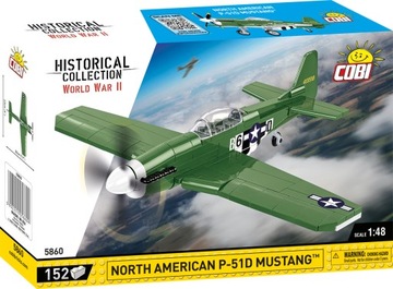 COBI 5860 P-51D MUSTANG MYŚLIWIEC WW2 KLOCKI SAMOLOT WOJSKOWY 152 EL