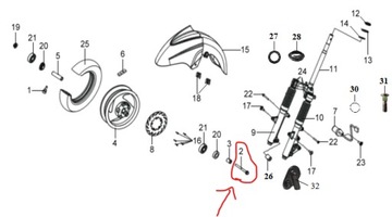 Шпилька, БОЛТ ПЕРЕДНЕГО КОЛЕСА, Sym GTS 125cc