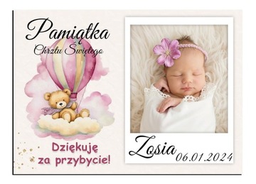 FOTO MAGNES Podziękowanie dla gości ze zdjęciem Chrzest Roczek 10x7cm O11