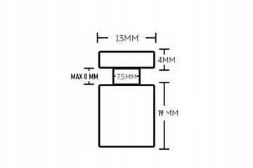 Алюминиевое монтажное расстояние 13х19 мм РАССТОЯНИЕ ДЛЯ УСТАНОВКИ РЕКЛАМНЫХ ЩИТОВ