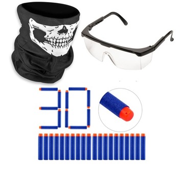 OKULARY DO NERF + CHUSTA BANDANA + STRZAŁKI x30