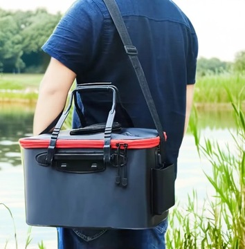 ВЕДРО РЫБАЛОЧНОЕ для живой рыбы, складное с крышкой, сумка-контейнер, 23 литра
