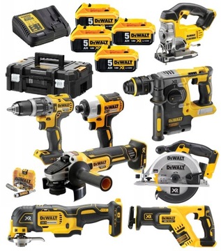 DEWALT ZESTAW COMBO 8SZT NARZĘDZI AKUMULATORY 5AH 18V