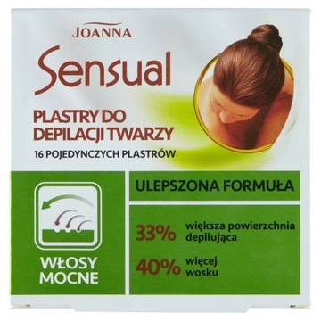 JOANNA SENSUAL DEPILATOR PLASTRY DO TWARZY WŁOSY MOCNE 16szt