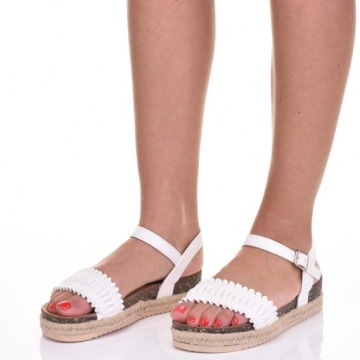 МОДНЫЕ ЖЕНСКИЕ САНДАЛИИ НА ПЛАТФОРМЕ КОЖАНЫЕ ЭСПАДРИЛЬИ БЕЛЫЕ