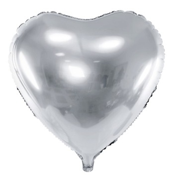 BALON FOLIOWY srebrny SERCE wesele walentynki 45cm