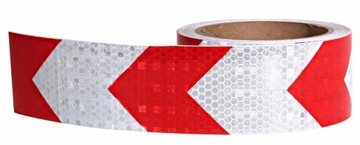 СВЕТООТРАЖАЮЩАЯ ЛЕНТА САМОКЛЕЙКАЯ НАКЛЕЙКА ИЗ ФОЛЬГИ БЕЛАЯ КРАСНАЯ СТРЕЛКИ 5 СМ