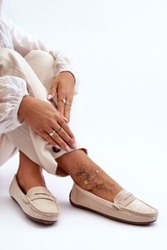 МОКАСИНЫ ЖЕНСКИЕ ЗАМШЕВЫЕ, БЕЖЕВЫЙ 39