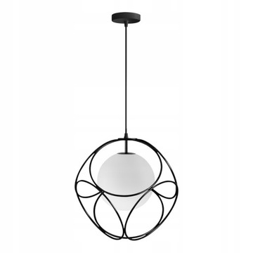 Lampa APP1019 czarna sufitowa szklana mleczna kula