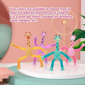4X TELESKOPOWA PRZYSSAWKA ŻYRAFA FIGURKA SPRĘŻYNKA ROZCIĄGAJĄCE ZABAWKI