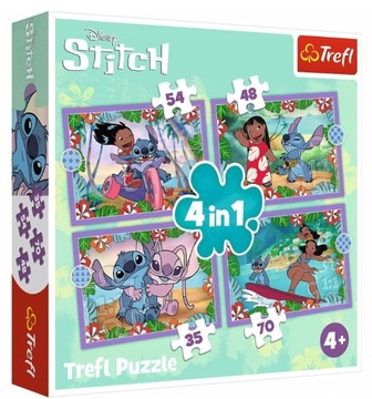 Puzzle Szalony Dzień LILO I STITCH Niezależne Układanki 4w1 Trefl 4+