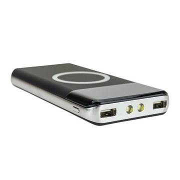 Индукционный PowerBank 10 000 мАч 2,1А + светодиодный фонарик