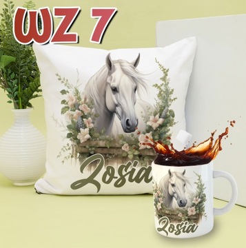 Набор подушка чашка лошади лошади цветочное венок венок цветочный название подарок