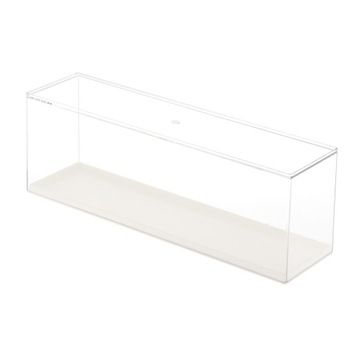 Przezroczysta gablota z możliwością układania w stosy. Przezroczyste pudełko do przechowywania. Pudełko wystawowe w kolorze białym
