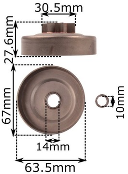 БАРАБАН КОРЗИНЫ СЦЕПЛЕНИЯ ФИКСИРОВАННАЯ ЗВЕЗДОЧКА ДЛЯ ПИЛЫ HUSQVARNA 136 137 141 142 236 240