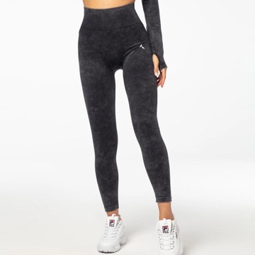 Legginsy damskie sportowe Carpatree Yasmine Black getry wysoki stan marmur
