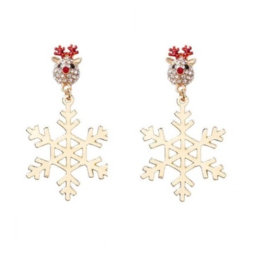 2Pcs Christmas Elk Snowflake Earrings Christmas Costume Accessories Stud