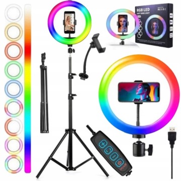 Лампа кільцева запису відео фото RGB кольорова LED штатив 220 см