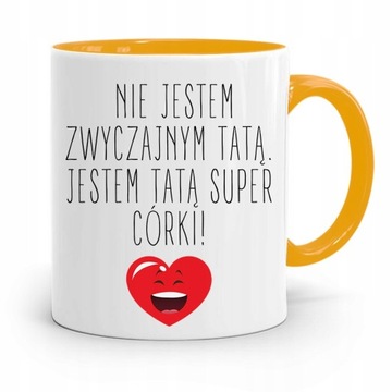 KUBEK ŻÓŁTY NA DZIEŃ OJCA JESTEM TATĄ SUPER CÓRKI z Nadrukiem ze Zdjęciem