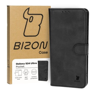 Etui ze skóry ekologicznej Bizon do Galaxy S24 Ultra z klapką, obudowa case