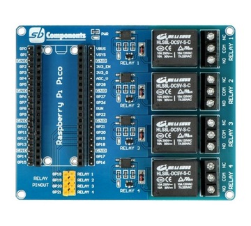 Релейная плата Raspberry Pi Pico 4 реле — расширение для RPi