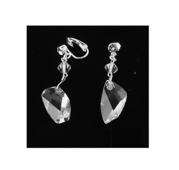 KLIPSY SREBRNE KRYSZTAŁY SWAROVSKI WISZĄCE KRÓTKIE